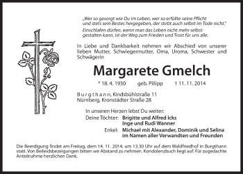 Traueranzeige von Margarete Gmelch von Der Bote