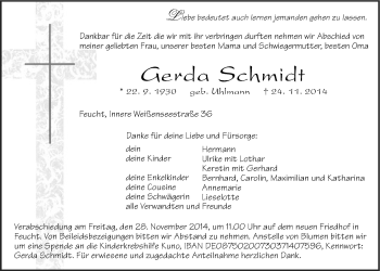 Traueranzeige von Gerda Schmidt von Der Bote