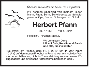 Traueranzeige von Herbert Pfann von Der Bote