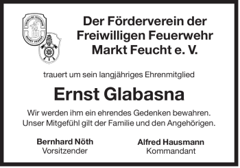 Traueranzeige von Ernst Glabasna von Der Bote