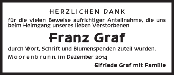 Traueranzeige von Franz Graf von Der Bote