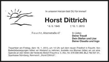 Traueranzeige von Horst Dittrich von Der Bote