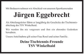 Traueranzeige von Jürgen Eggebrecht von Der Bote