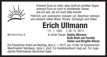 Traueranzeige von Erich Ullmann von Der Bote