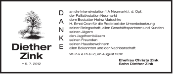 Traueranzeige von Diether Zink von Der Bote