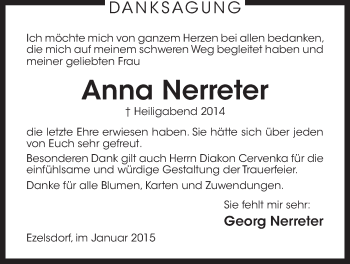 Traueranzeige von Anna Nerreter von Der Bote