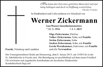 Traueranzeige von Werner Zickermann von Der Bote