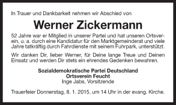 Traueranzeige von Werner Zickermann von Der Bote