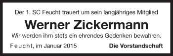 Traueranzeige von Werner Zickermann von Der Bote