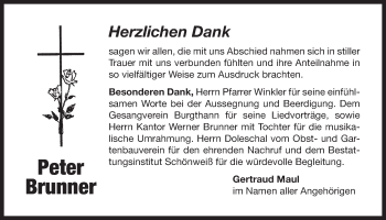 Traueranzeige von Peter Brunner von Der Bote