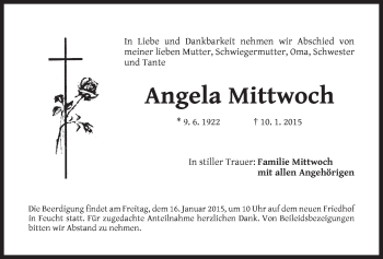 Traueranzeige von Angela Mittwoch von Der Bote