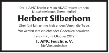 Traueranzeige von Herbert Silberhorn von Der Bote
