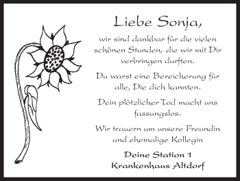 Traueranzeige von Sonja  von Der Bote