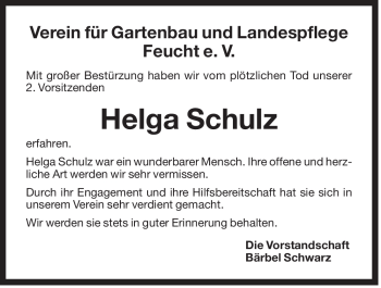 Traueranzeige von Helga Schulz von Der Bote