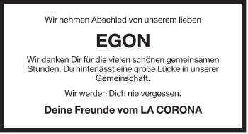 Traueranzeige von Egon  von Der Bote