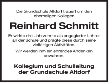 Traueranzeige von Reinhard Schmitt von Der Bote
