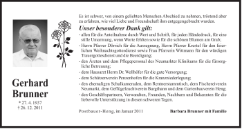 Traueranzeige von Gerhard Brunner von Der Bote