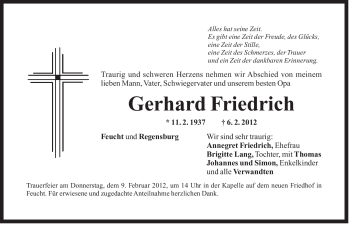 Traueranzeige von Gerhard Friedrich von Der Bote
