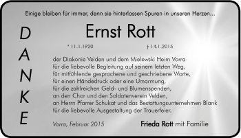 Traueranzeige von Ernst Rott von Hersbrucker Zeitung