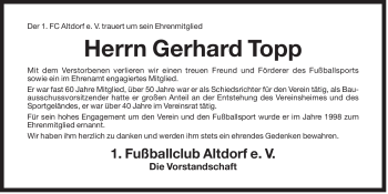 Traueranzeige von Gerhard Topp von Der Bote