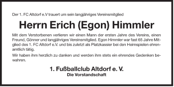 Traueranzeige von Erich Egon Himmler von Der Bote