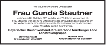 Traueranzeige von Gunda Stautner von Der Bote