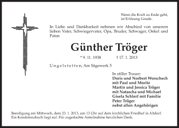 Traueranzeige von Kunigunda Lederer von Hersbrucker Zeitung