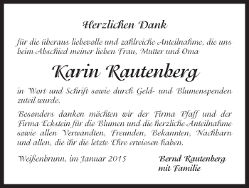 Traueranzeige von Karin Rautenberg von Der Bote