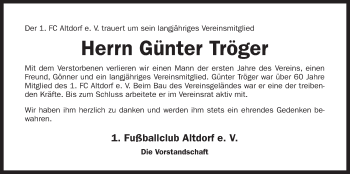 Traueranzeige von Günter Tröger von Der Bote