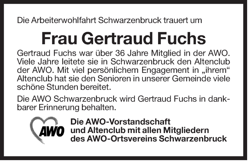  Traueranzeige für Gertraud Fuchs vom 28.11.2012 aus Der Bote