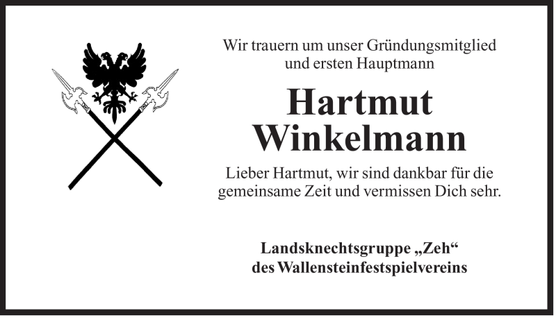  Traueranzeige für Hartmut Winkelmann vom 20.01.2012 aus Der Bote