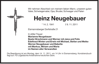 Traueranzeige von Heinz Neugebauer von Der Bote