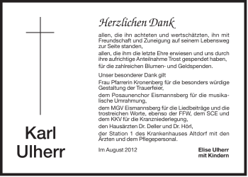 Traueranzeige von Karl Ulherr von Der Bote