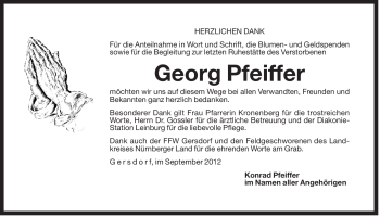Traueranzeige von Georg Pfeiffer von Der Bote
