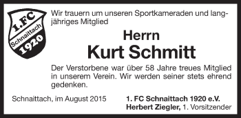 Traueranzeige von Kurt Schmitt von Pegnitz-Zeitung