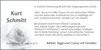Traueranzeige von Kurt Schmitt von Pegnitz-Zeitung