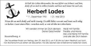 Traueranzeige von Herbert Lades von Pegnitz-Zeitung
