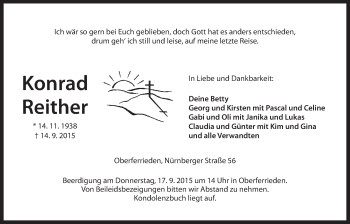 Traueranzeige von Konrad Reither von Der Bote