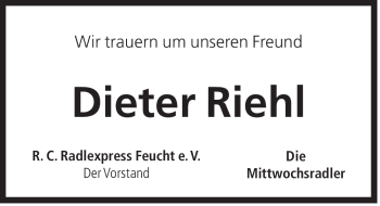 Traueranzeige von Dieter Riehl von Der Bote