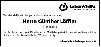 Traueranzeige von Günther Löffler von Der Bote