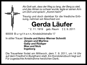 Traueranzeige von Gerda Läufer von Der Bote