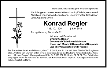 Traueranzeige von Konrad Regler von Der Bote