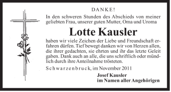 Traueranzeige von Lotte Kausler von Der Bote