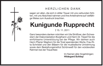 Traueranzeige von Kunigunde Rupprecht von Der Bote