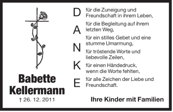 Traueranzeige von Babette Kellermann von Der Bote