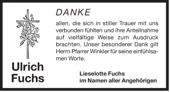 Traueranzeige von Ulrich Fuchs von Der Bote