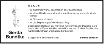 Traueranzeige von Gerda Bundtke von Der Bote