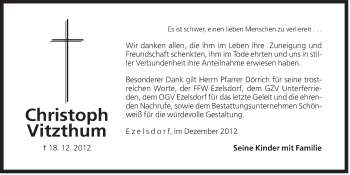 Traueranzeige von Christoph Vitzthum von Der Bote