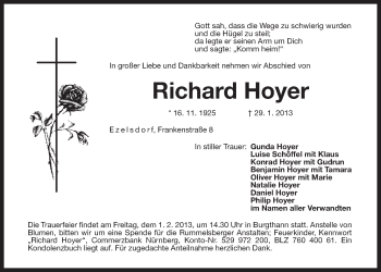 Traueranzeige von Richard Hoyer von Der Bote