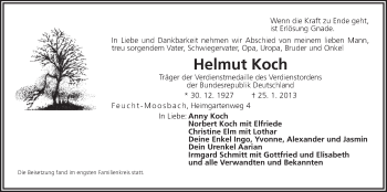 Traueranzeige von Helmut Koch von Der Bote